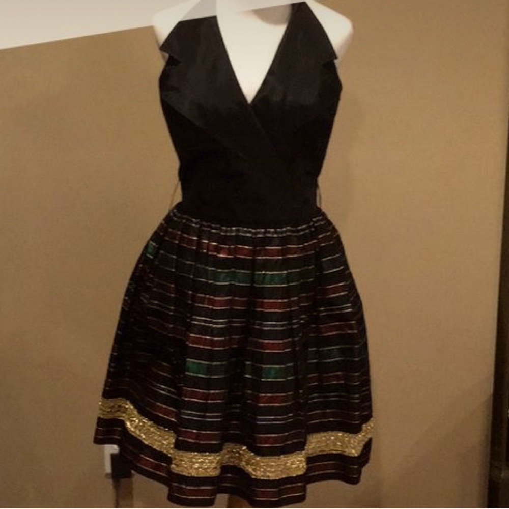 Karen Lucas Tuxedo Halter Cocktail Dress Size Small